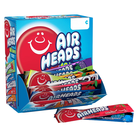 Airheads Candy Bars, Variety Bulk Box, Chewy Full Size Fruit Taffy