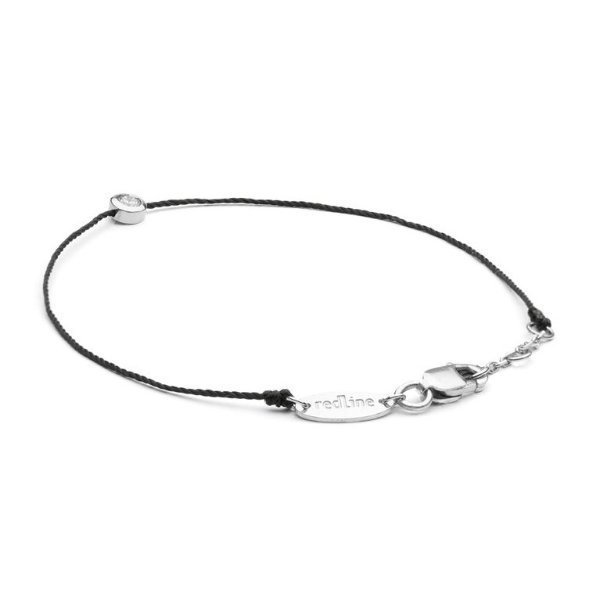 White Gold And Diamond Pure Bracelet With Black Thread