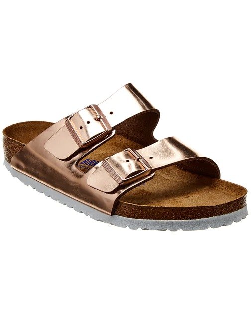 women's arizona soft footbed metallic leather sandal