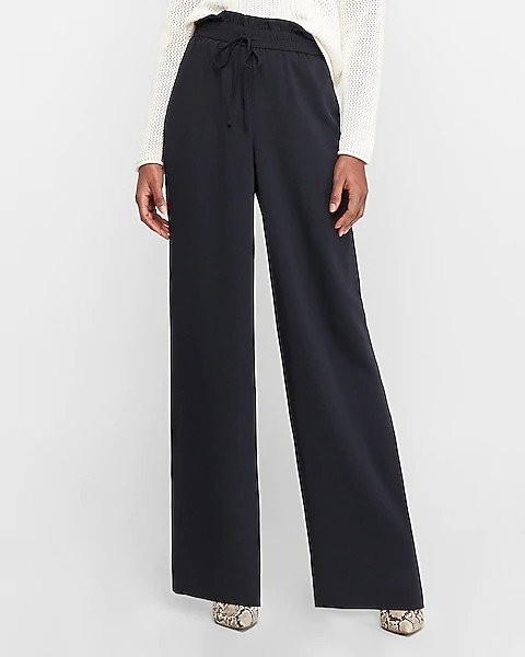 High Waisted Paperbag Wide Leg Pant