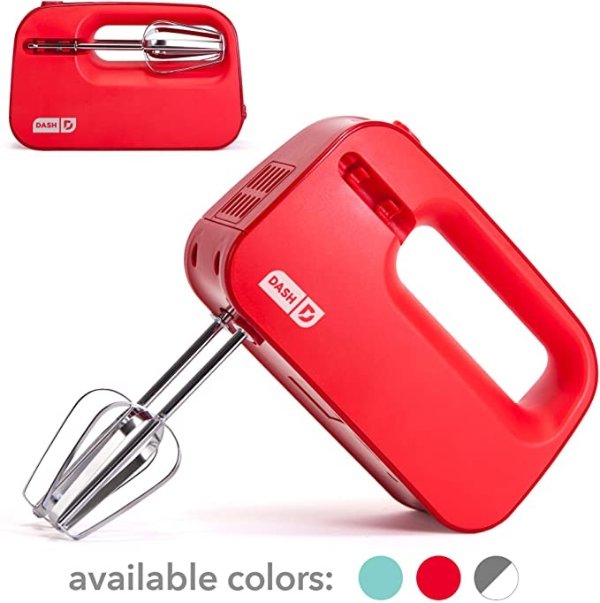 Dash Smart Store Compact Hand Mixer Electric for Whipping + Mixing Cookies, Brownies, Cakes, Dough, Batters, Meringues & More, 3 Speed, Red