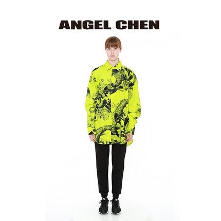 【预售】【ANGEL CHEN】“纽约时装周” 荧光绿印花衬衫