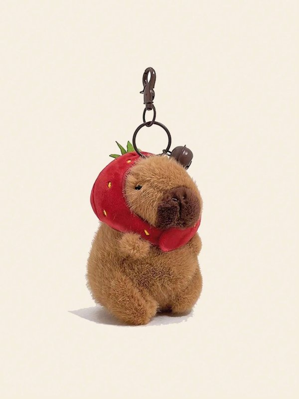 1PC Women's red cute cartoon capybara plush doll keychain, cute keychain, cute stuff,plush keyring,cute things,funny gifts