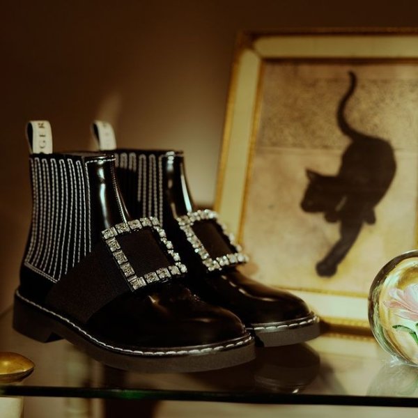 Viv Ranger crystal-embellished patent-leather Chelsea boots