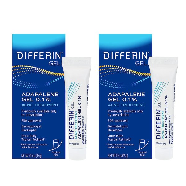 Adapalene Gel 0.1% Acne Treatment, 15 gram, 60-day supply (Pack of 2)