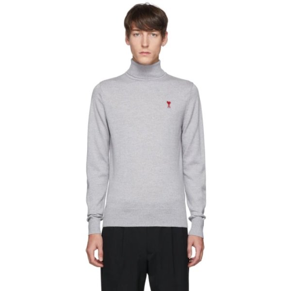 - Grey Chine Heart Patch Turtleneck