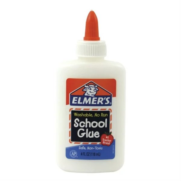 Washable No Run School Glue, 4 Ounces, White and Dries Clear