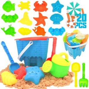 KIDPAR 儿童沙滩玩具20件套+收纳网兜 有城堡模具