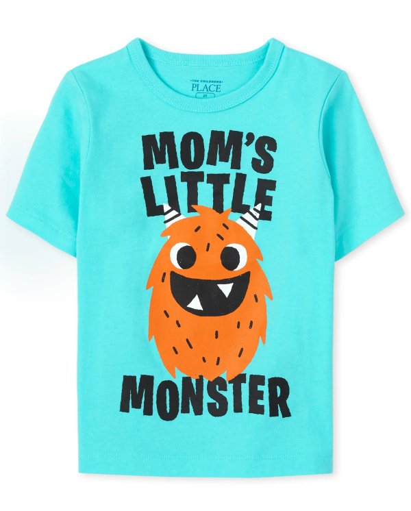 Baby And Toddler Boys Short Sleeve Mom's Little Monster Graphic Tee