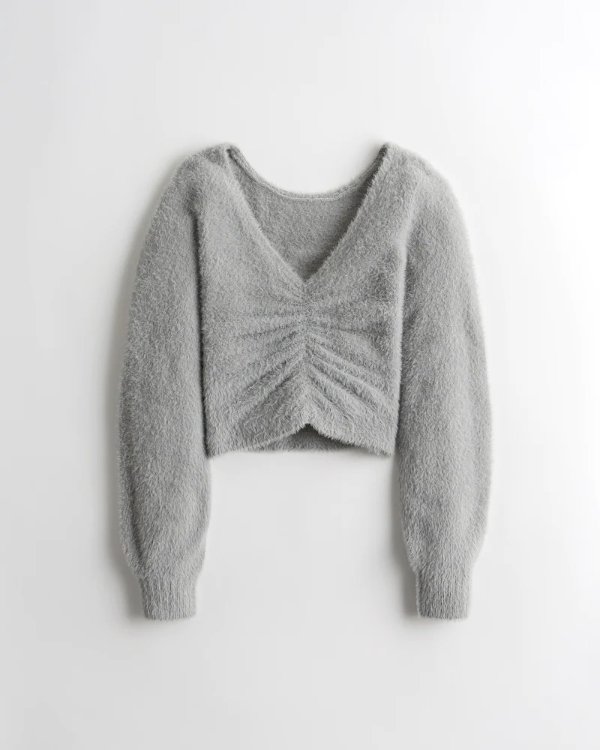 Cozy Textured Cinch-Front Sweater
