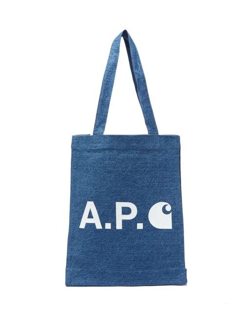 Small logo-print denim tote bag | A.P.C. | MATCHESFASHION US