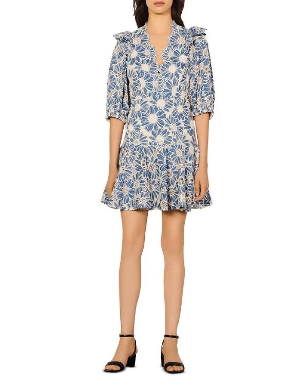 Audrey Embroidered Cotton Lace Dress