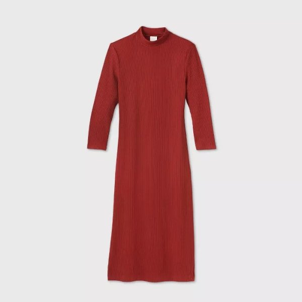 Women's Long Sleeve Rib Knit Dress - A New Day™