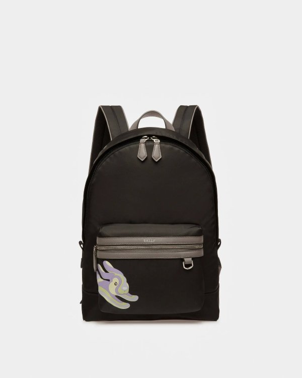 Harper Nylon And Leather Backpack In Black