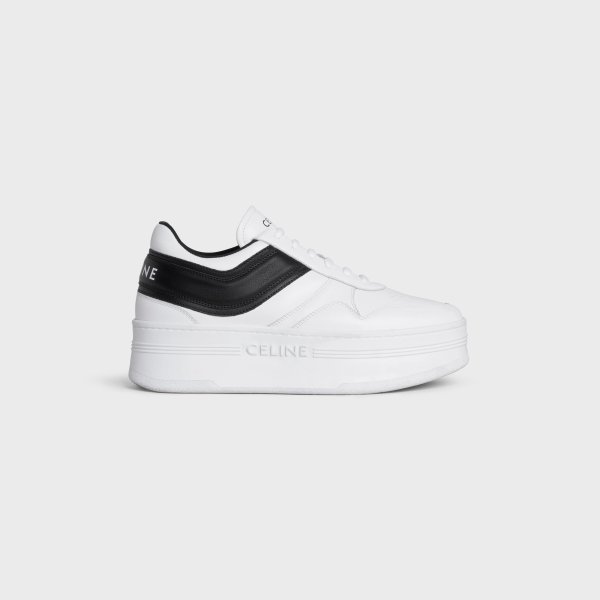 BLOCK SNEAKERS WITH WEDGE OUTSOLE in CALFSKIN - Optic White / Black