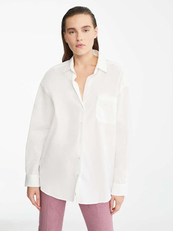 Cotton poplin shirt, white -