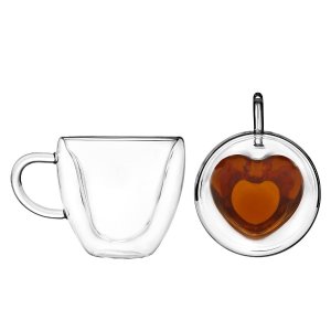 Artisa Roast 双层玻璃心形咖啡马克杯 2个装 8 oz