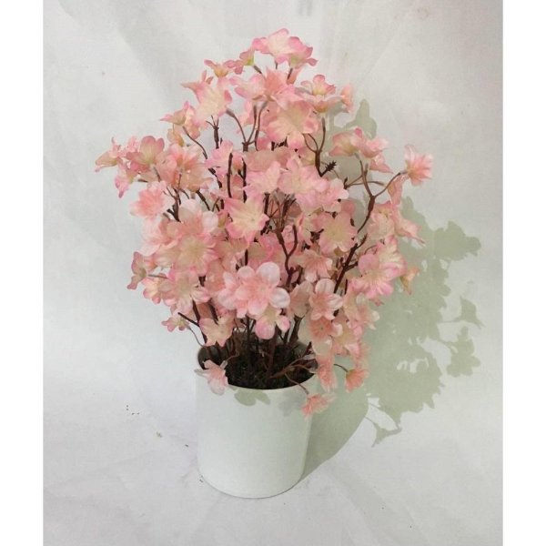 14 in. Pink Cherry Blossom in White Pot-A0418-0689 - The Home Depot