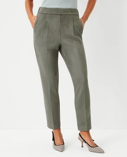 The Suede Easy Ankle Pant | Ann Taylor