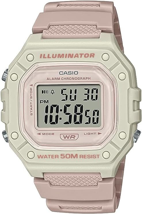 Illuminator Alarm 计时码表数字运动手表（型号 W218HC-4A2V）（浅粉色）