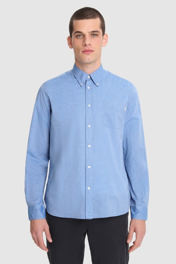 Chambray Button-Down Shirt in Light Cotton Light Blue
