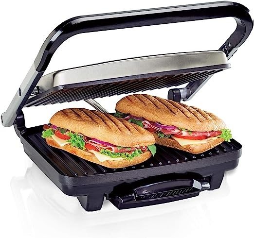 Panini Press, Sandwich Maker & Electric Indoor Grill, Upright Storage, Nonstick Easy Clean Grids, Stainless Steel (25410)