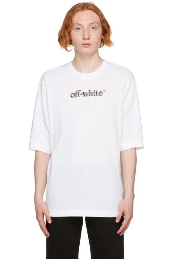 White Slanted Logo Skate T-Shirt