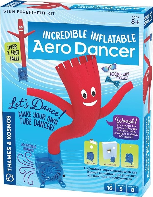 Incredible Inflatable Aero Dancer STEM Experiment Kit | Make Your Own 1-Foot Tall Tube Dancer | Explore Air Pressure, Aerodynamics, Gears & Circuits | Hands-on Activities & Challenges