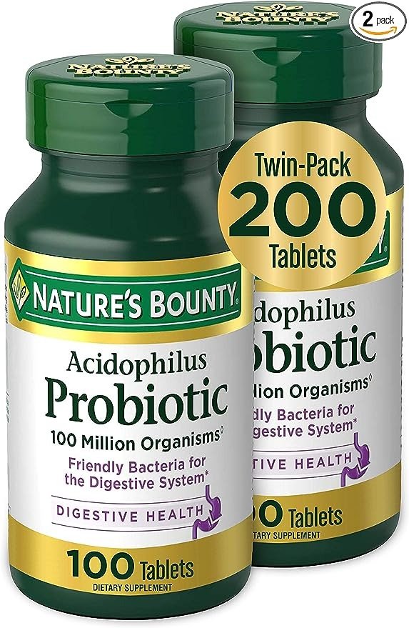 Natures Bounty Probiotic Acidophilus Dietary Supplement for Digestive Health with Friendly Bacteria, Gluten Free, Dairy Free