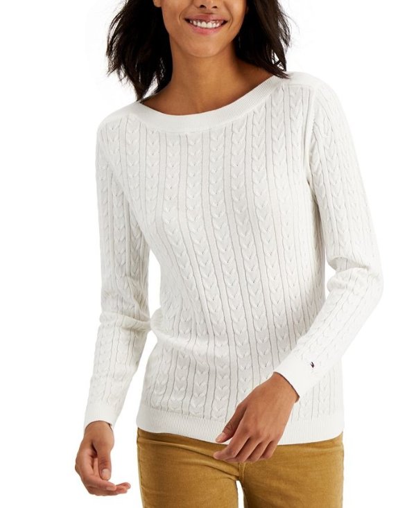 Cotton Boat-Neck Sweater