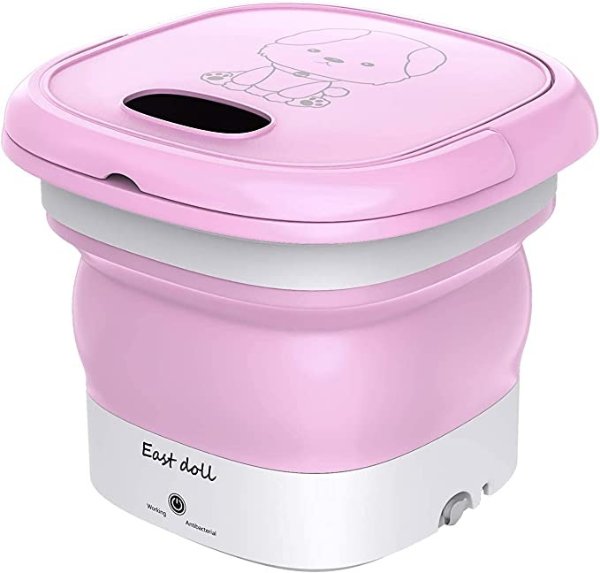 Portable Washing Machine - Foldable Mini Small Washer for Washing Baby Clothes, Underwear or Small Items, Suitable for Apartment, Laundry, Camping, RV, Travel (110V-240V) - Best Gift Choice, Pink