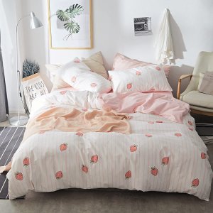 AOJIM 100% Cotton-Super Cute & Soft Kawaii Strawberry Bedding Set 3 PCS
