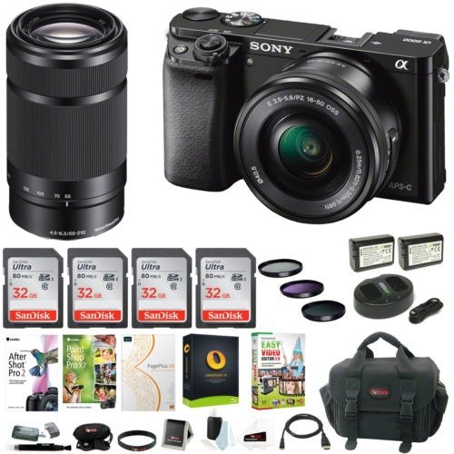 Alpha a6000 Mirrorless Camera with 16-50mm & 55-210mm Lenses & Accessories