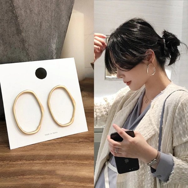 US $1.97 40% OFF|MENGJIQIAO 2019 Punk Simple Design Metal Oval Hoop Earrings For Women Jewelry Geometric Circle Brincos Party Ear Accessory|Hoop Earrings| | - AliExpress