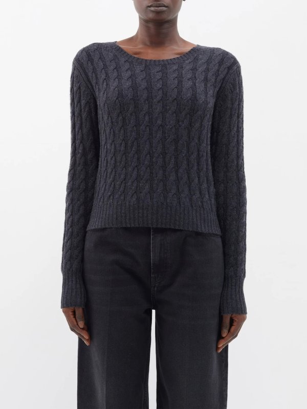 Cable-knit merino cropped sweater