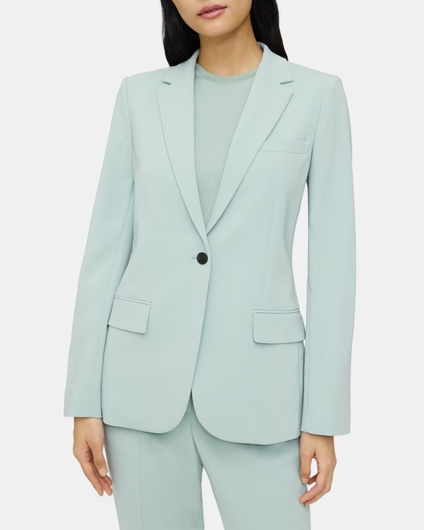 Green Crepe Staple Blazer | Theory Outlet