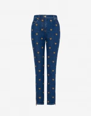 Teddy Embroidery denim trousers - Clothing - Women - Sale - Moschino | Moschino Official Online Shop