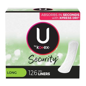 U by Kotex Security Lightdays Panty Liners, Light Absorbency, Long, Unscented, 126 Count
