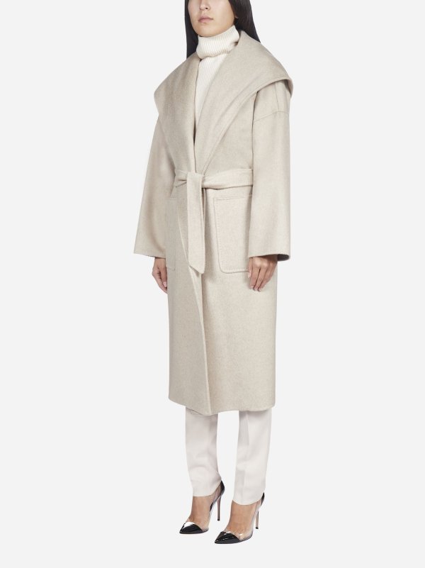 Hooded cashmere coat
