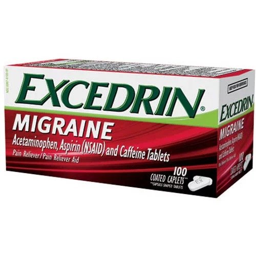 偏头痛止痛药，对乙酰氨基酚+阿司匹林+咖啡因，包衣片，100粒