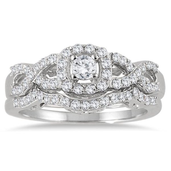 3/4 Carat TW Diamond Infinity Bridal Set in 10K White Gold (K-L Color, I2-I3 Clarity)