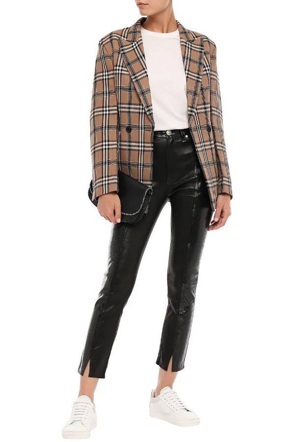 Evelyn cropped crinkled patent-leather skinny pants