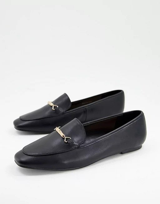 metal trim loafer in black and gold
