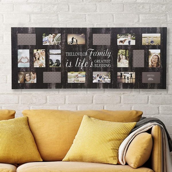 Gallery Solutions 19" x 48" Rustic Wood Plank Family Wall Hanging Picture