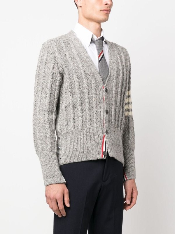 4-bar cable knit wool cardigan