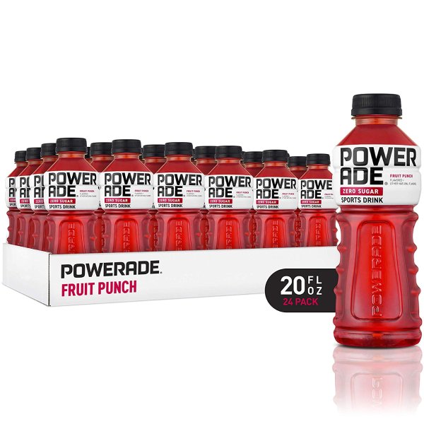 POWERADE ZERO Fruit Punch Sports Drink, Family Pack, 20 fl oz, 24 Pack