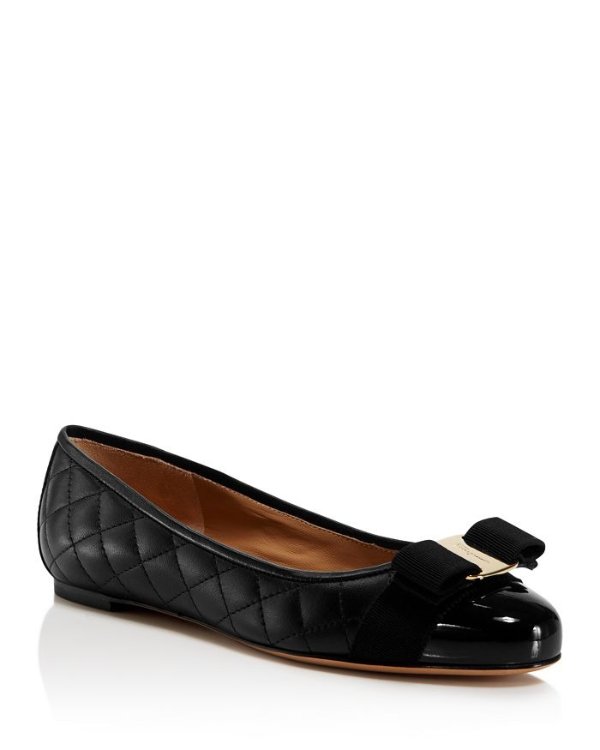 Women's Varina Quilted Leather Cap Toe Ballet Flats