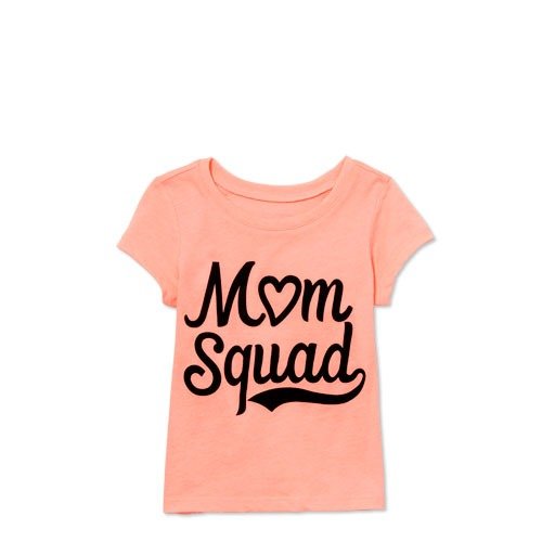 Toddler Girls Mommy And Me Short Sleeve 'Mom Squad' Neon Matching Graphic Tee