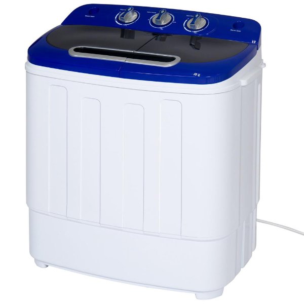 Portable Mini Washing Machine w/ Hose, 13lbs Capacity - White/Blue