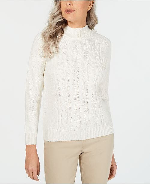 Petite Cable-Knit Sweater, Created for Macy's